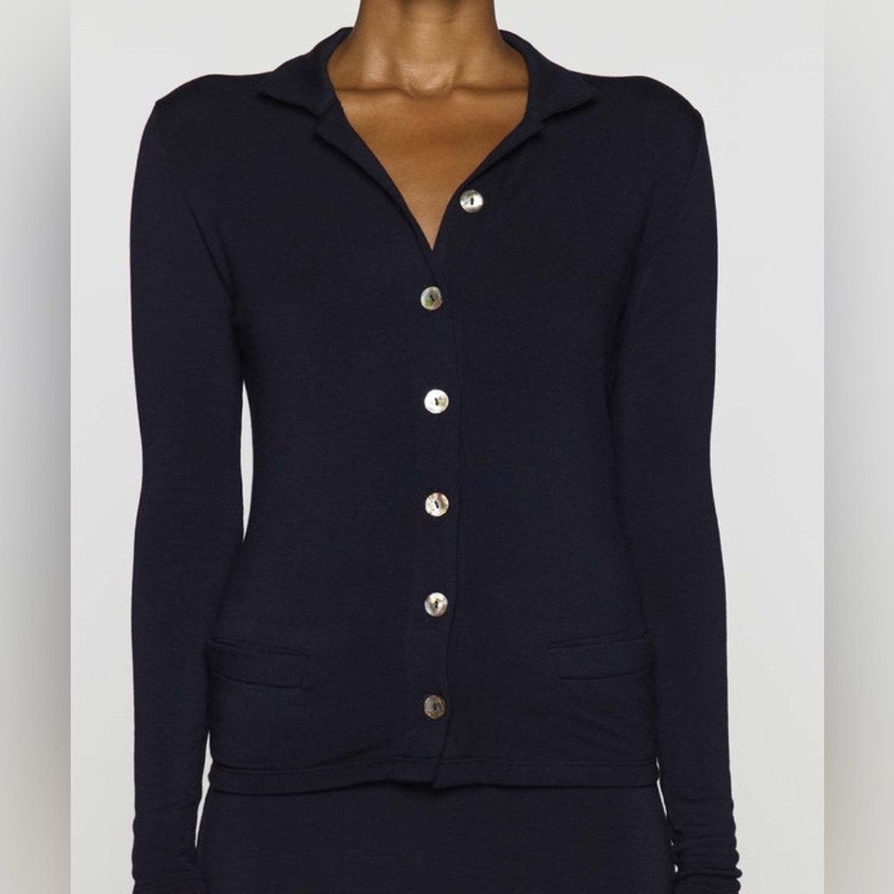 BLEUSALT Navy Blue, Classic Cardigan. Size 2 (women’s 6-8)).